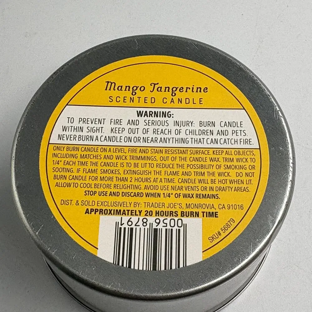 Trader Joe’s Mango Tangerine Scented Candle 5.7 oz Tin Unburned New